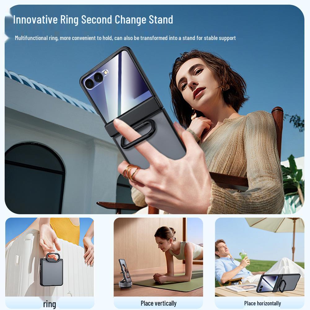 Pouzdro Samsung Z Flip7 s magnetickým kroužkem na pantu a integrovanou ochranou obrazovky