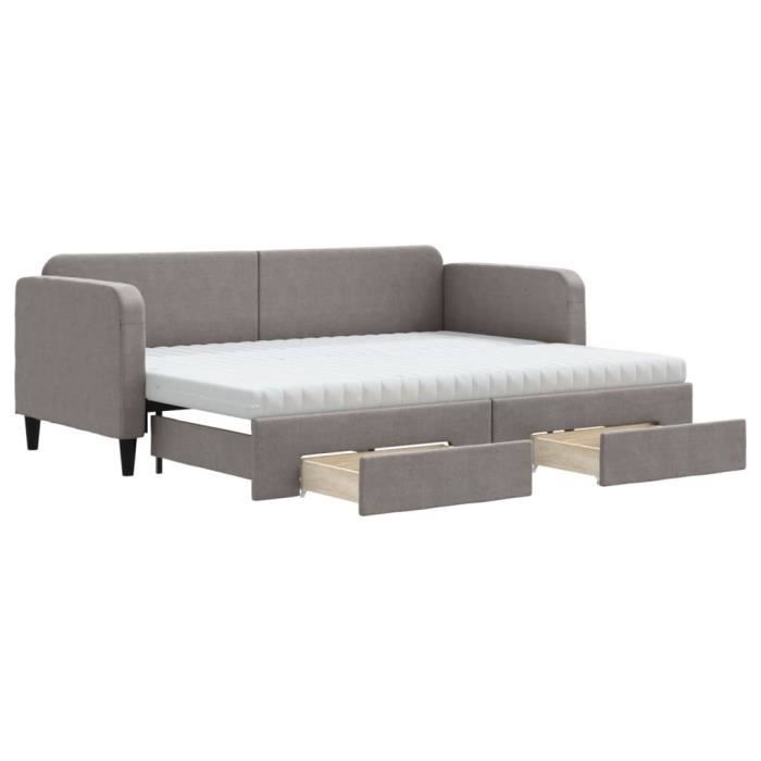 VidaXL Daybed with Trundle and Drawers Taupe 80x200 Cm Fabric 3196868
