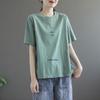 Casual Literary Versatile Crew Neck Short-sleeved T-shirt Women's Summer New Loose Fashion Outerwear Top T-shirt Women