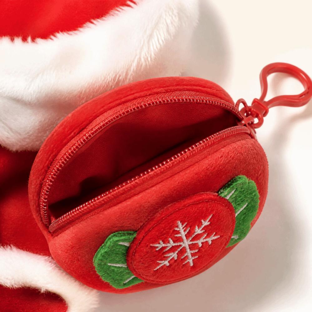 6PCS Santa Claus Plush Mini Wallet Cute Keychain Zipper Pouch Christmas Coin Purse Holiday Gift