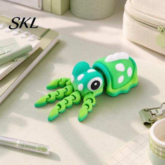 Colorful Desktop Figurine 3D Printed Animal Figures, Articulated Flexible Squid Model Sensory Stress Relief Fidget Toy Toy, Collectible Ocean