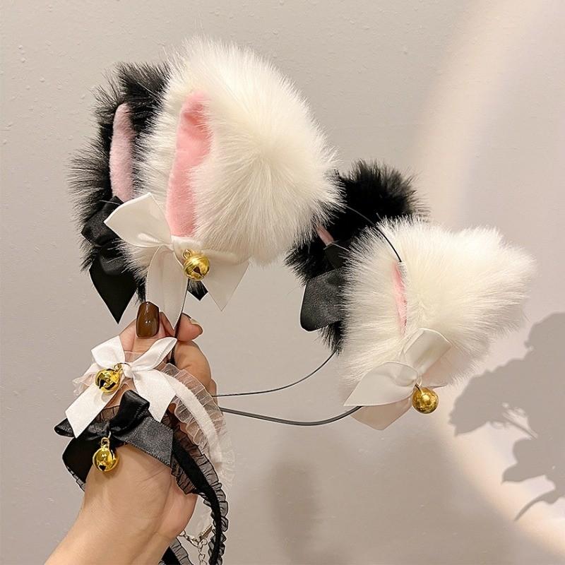 Korean Style Sexy Babes Decoration Fashion Plush Bell Cute Cat Fox Animal Ears Headband Cosplay Cat Ears Hairband Headdress