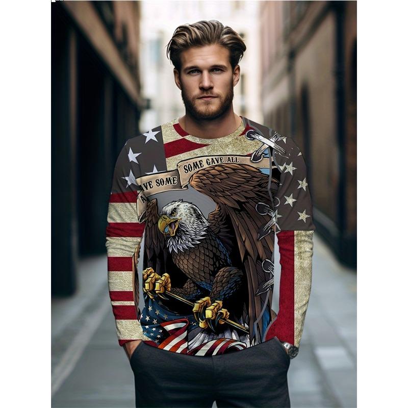 3D Wolf Print Autumn And Winter Men's Top Daily Casual Men's Long Sleeve T-shirt Outdoor Street Fashion Men's Long Sleeve Top
