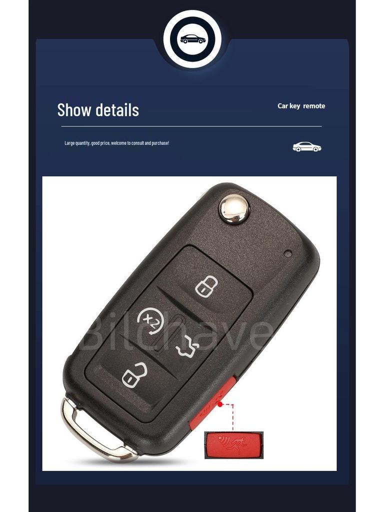 Volkswagen 4/5-Button Key Shell for Tiguan, Golf, Sagitar MK6, Polo Remote Key