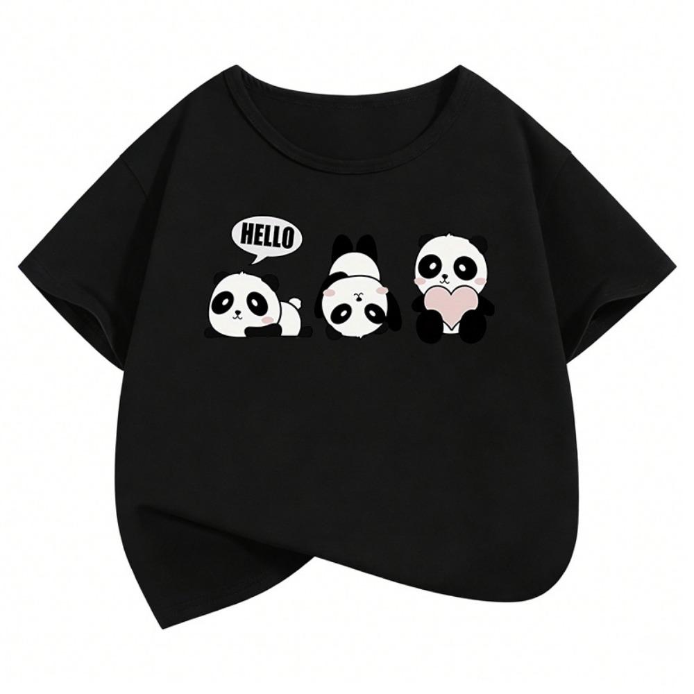 Short Sleeve Panda Funny T Shirts Animal Kids Children's T-shirt Boys Girls Summer Spring Casual Top Tee Shirt