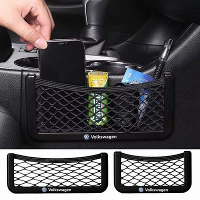 For Volkswagen Car Accessories Seat Side Back Storage Net Bag Phone Holder Pocket Organizer For Volkswagen VW Golf Polo Passat T