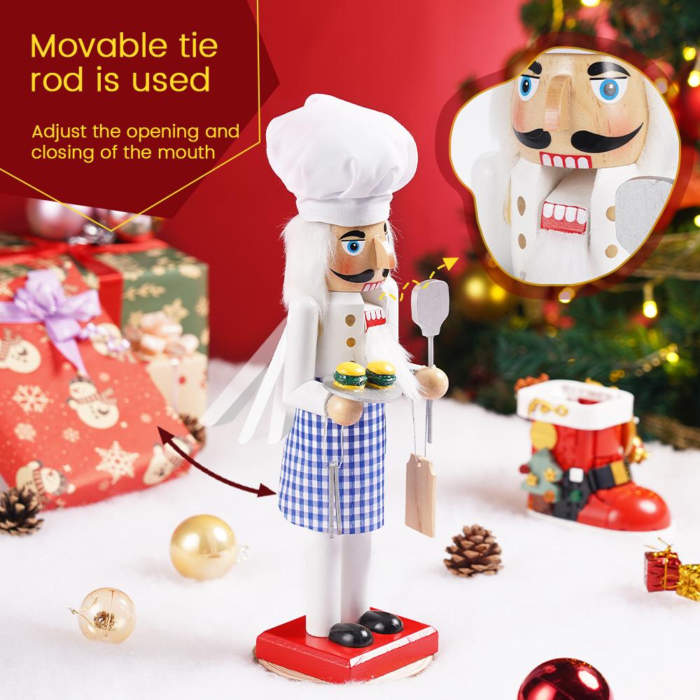 Świąteczny Dziadek do Orzechów kucharz od hamburgerów i cukiernik Ręcznie robiona Dekoracja Święta Bożego Narodzenia Nowy Rok Dekoracja na przyjęcie świąteczne Prezent