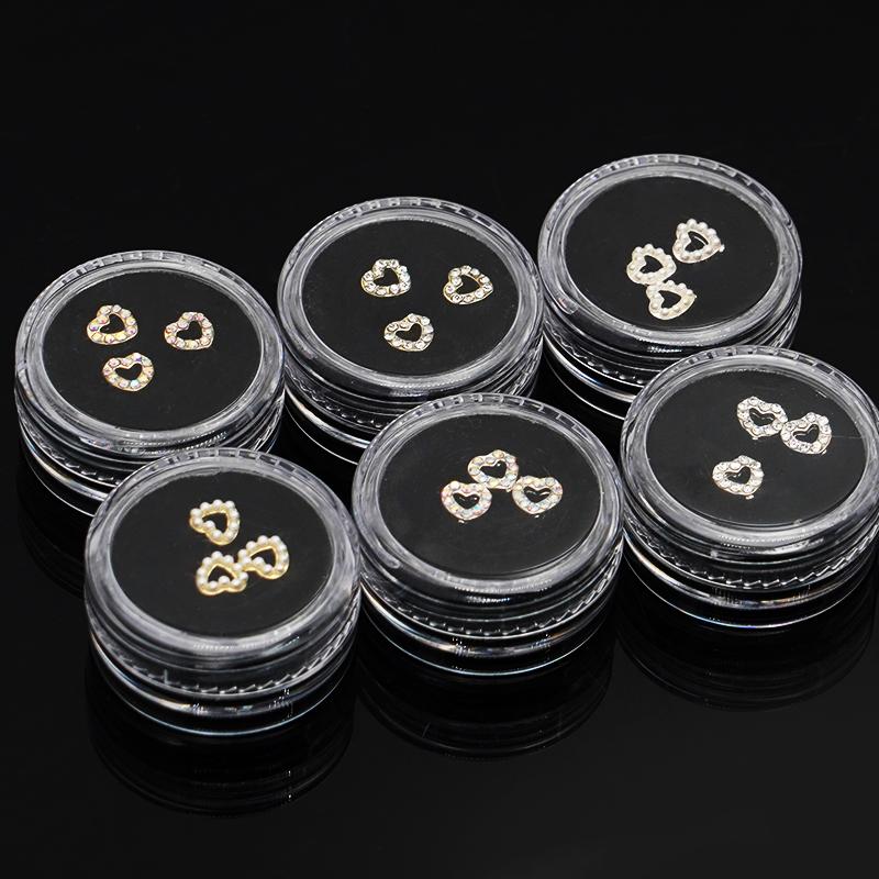 3Pcs/Box Heart Shape Oral Teeth Gems Modern Style Beauty Decoration Free Box Diamond Ornaments Dental Crystal Teeth Jewelry Gem
