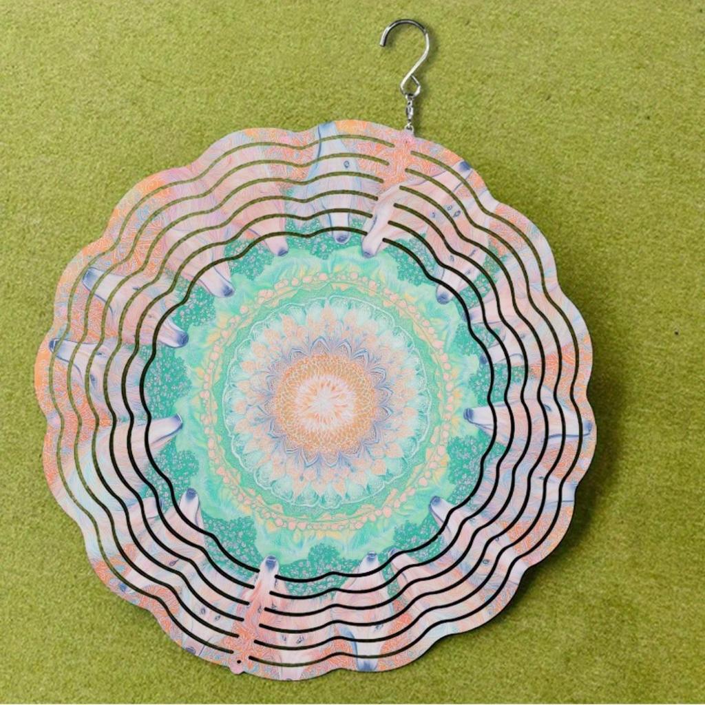 Vibrant Mandala Wind Chime 10 Inch Colorful Metal Garden Decor for All Seasons Durable Outdoor Hanging Wind Chimes Perfect Gift for Friends and Family