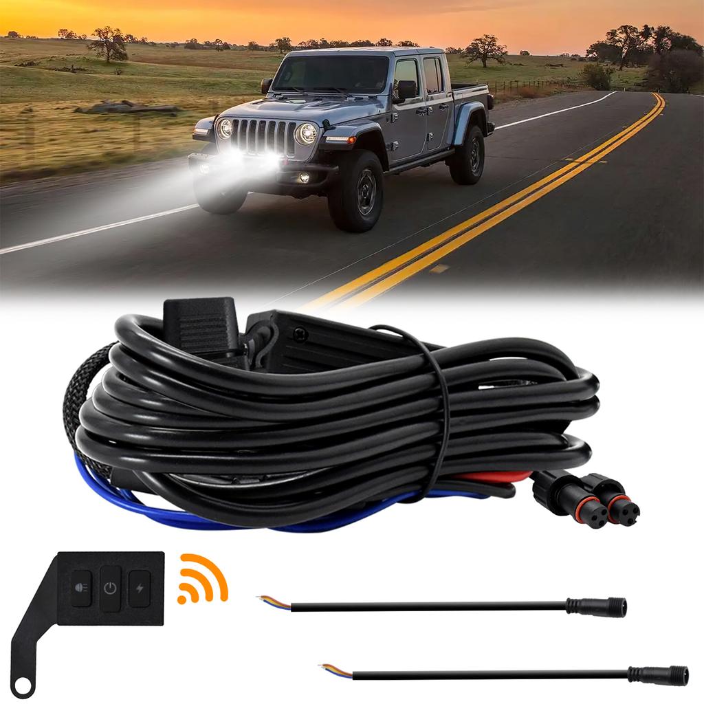 Motorcycle Wiring Harness Kit, 300W 16 AWG Waterproof Connector Wiring Harness Kit Motorcycle Spotlight Wiring Harness