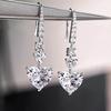 2025Sweet Lady Heart Drop Earrings Bridal Wedding Zircon with Shiny Zirconia Copper Color Accessories Graceful Fancy Gift
