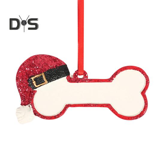 

Рождественская подвеска в виде кости, украшение своими руками, кость с рождественской шапкой, праздничный сувенир в форме кости для собак, украшение на рождественскую елку красный