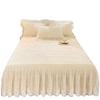 Lace Bed Skirt Thickened Quilted Coral Fleece Bedspread Mattress Protective Cover Autumn and Winter Bedding