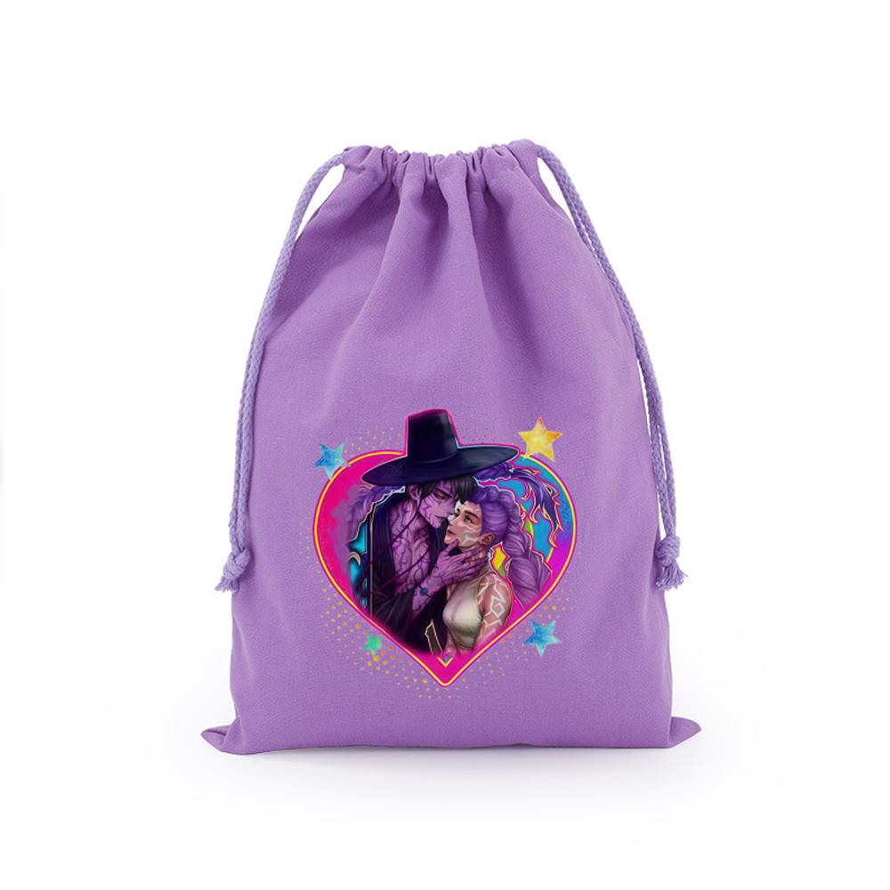 KPop Demon Hunters Storage Drawstring Bag Music Cartoon Party Cookies Candy Package Kids Gift Bags Print Cotton Key Pouch