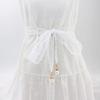 Women Lace Belt Hollow Design Lightweight Breathable Adjustable Waist Slimming Non-Fading Imitation Pearl Pendant Belt