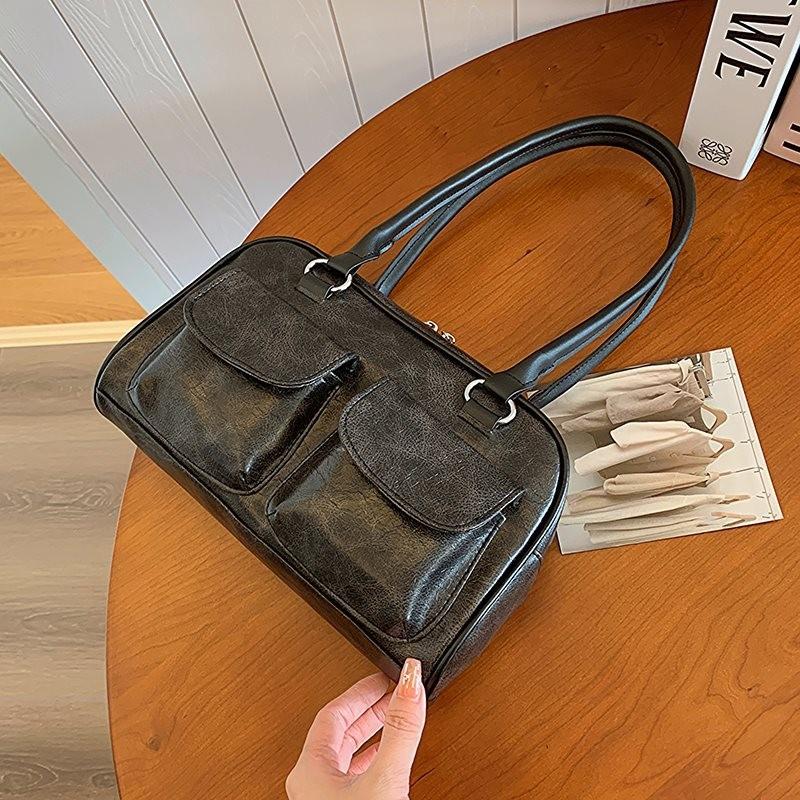 

Stylish Black And Brown Melard Retro Tote Bag For Women With Large Capacity Design чёрный