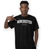 Winchester Varsity Stil Print Mit Koordinaten Handbedrucktes T-Shirt