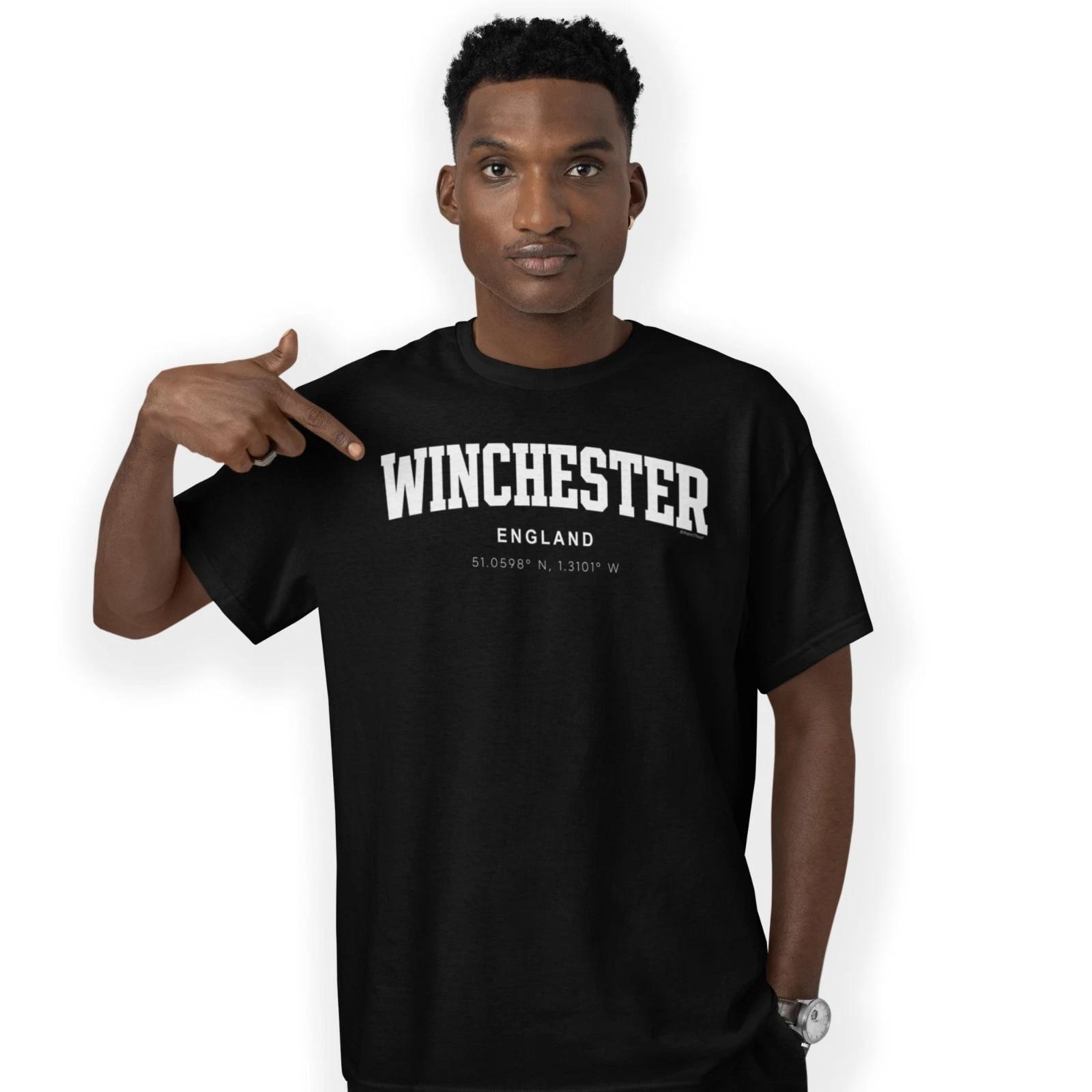 Winchester Varsity Style Print With Coordinates Hand Printed T-Shirt S
