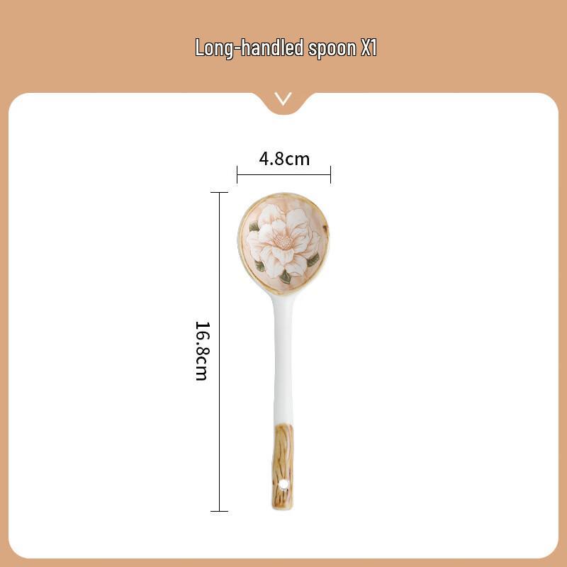 Japanese Camellia Underglaze Ceramic Spoon