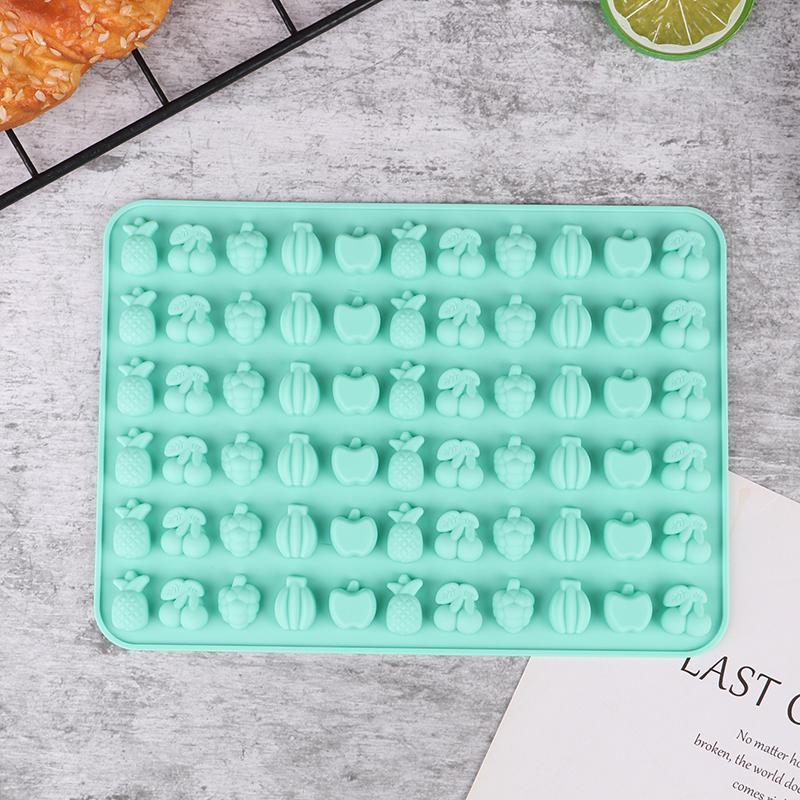 66 Holes Candy Fudge Silicone Mold Mini Chocolate Ice Cube Tray Fruit Shaped Non-Stick Soft Jelly Mold