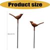 Bird Garden Stakes Set of 2 Iron Soil Insert Pieces for Pots, Flower Rows and Lawn Edges with Aged Brown Yard Form for Home Use Daily