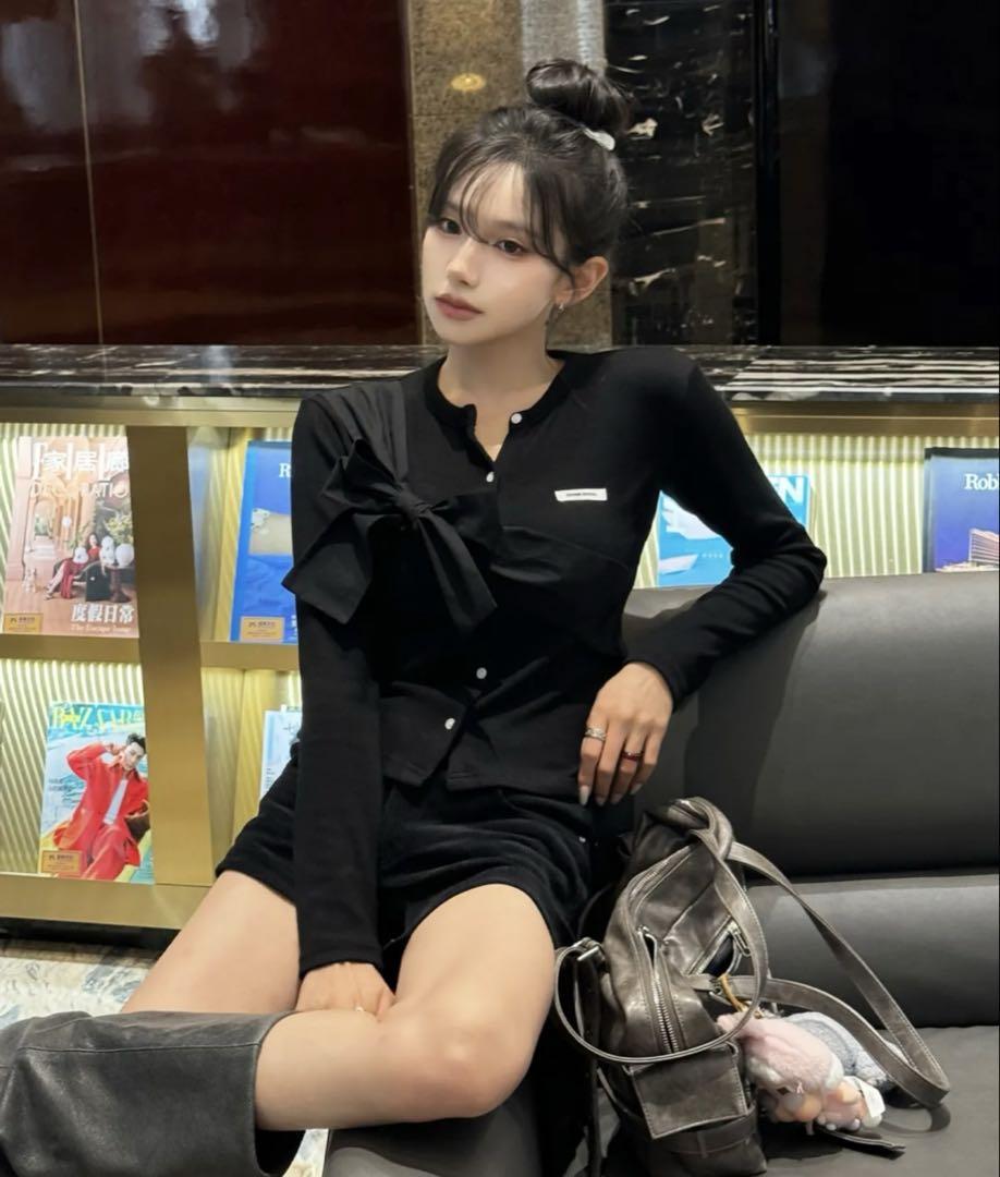 

[USED] CRANK Ribbon Knit Cardigan Black