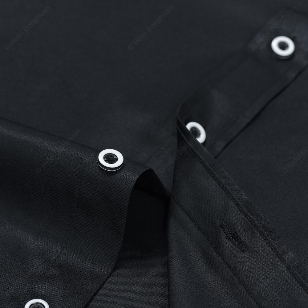 Camicie da Uomo a Collo Bandito Manica Lunga Bottoni Collo Mandarino Camicia Versatile Camicia Monocolore con Tasca
