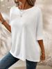 2025 Summer Plus Size Women's Loose Raglan Sleeve Solid T-shirt - Extra Large