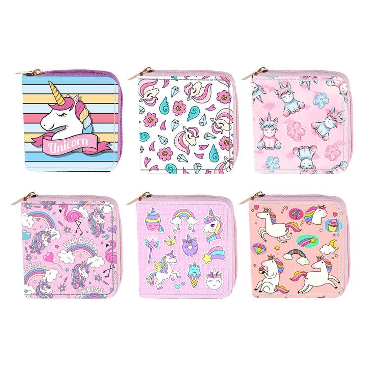 New unicorn short zipper small wallet, rainbow wallet.