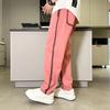 Men's Casual Striped Side Drawstring Pants Elastic Waist Loose Fit Straight Leg Trousers