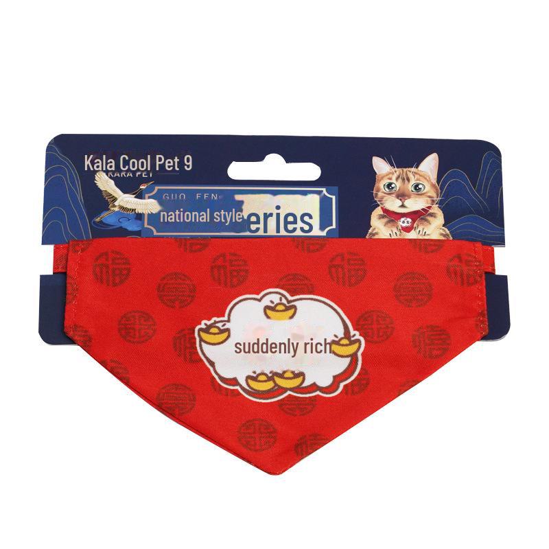 Chinese Style Pet Bibs: Cat Scarf Decoration & Accessories for Christmas