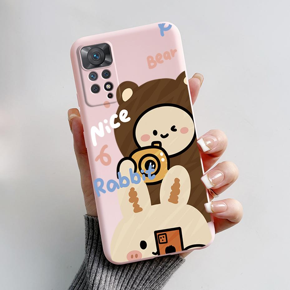 For Redmi Note 11S Note 11 Pro 5G 4G Case Cute Rabbit Panda Protector Fundas Cover For Redmi Note 11 note11E Silicone Phone Case
