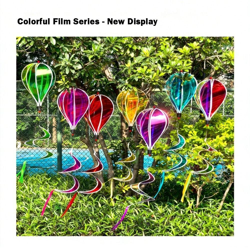 Giant Size Hot Air Balloon Spinners Plastic Material Color-changing Film Rotating Sequins Rainbow Colors Striped Tie Dye