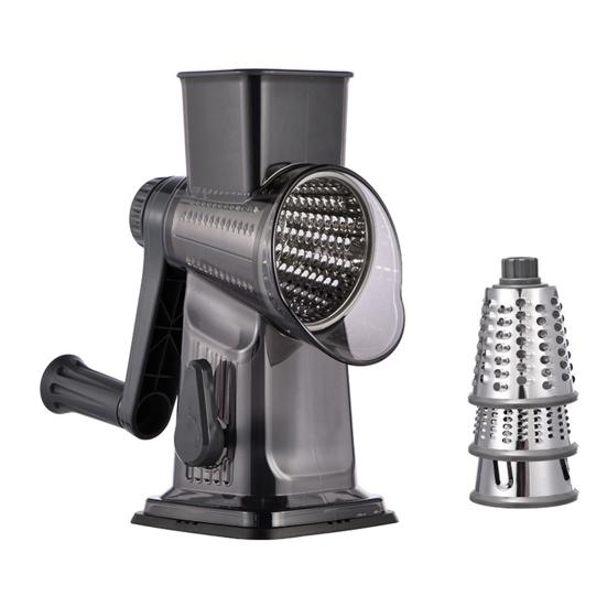 Rotary Cheese Grater with 3 Interchangeable Blades Multi-Function Manual Vegetable Slicer Quick Food Preparation Tool for Cheese Nuts And Salads