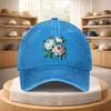 Peony Print Gewaschene Denim Baseballkappe Vintage Verstellbarer Riemen Lässige Sportkappe