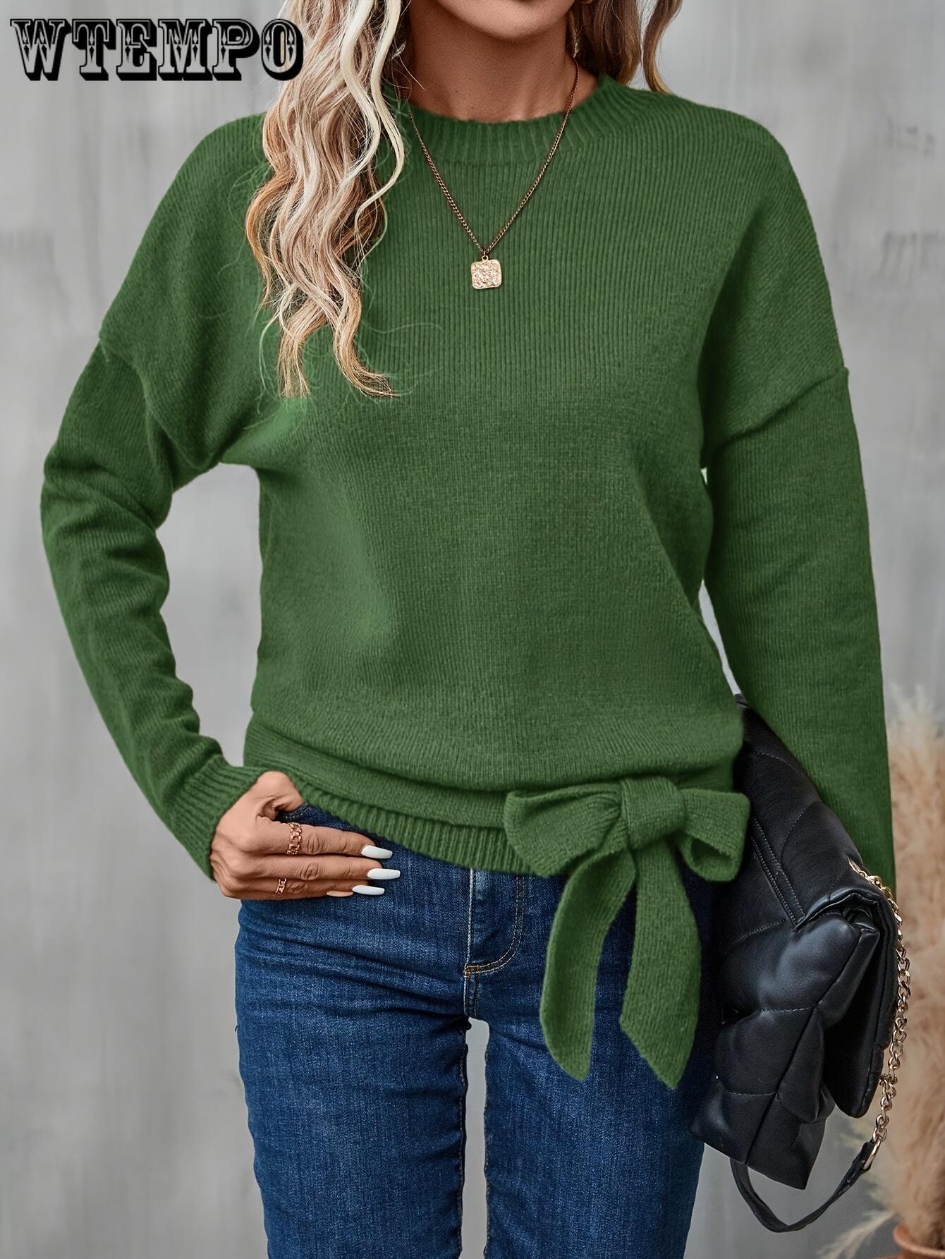 

Вязаный свитер с заниженной линией плеч, универсальный вязаный свитер с длинными рукавами, однотонный простой свитер-пуловер, женская одежда 4XL