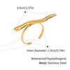 Stainless Steel Wavy Line Ring Waterproof Simple Design Personality Ring 18k Gold Plated Fashionable Accessory Minimalist Ring