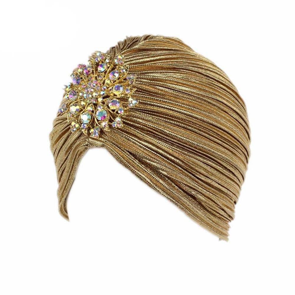Ethnic Style Pleated Women Turban Cap Chemo Cap African Hat Luxury Indian Hat Bandana Headwear Elastic Beanies Autumn Spring