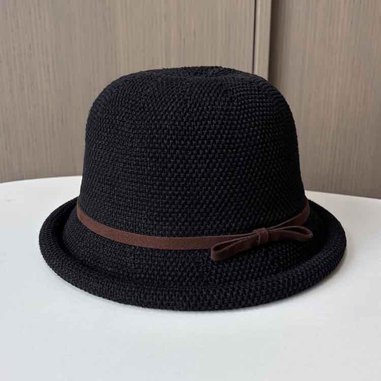 Spring and summer sunscreen fisherman's hat children's breathable sunshade basin hat bow curled dome small fresh top hat
