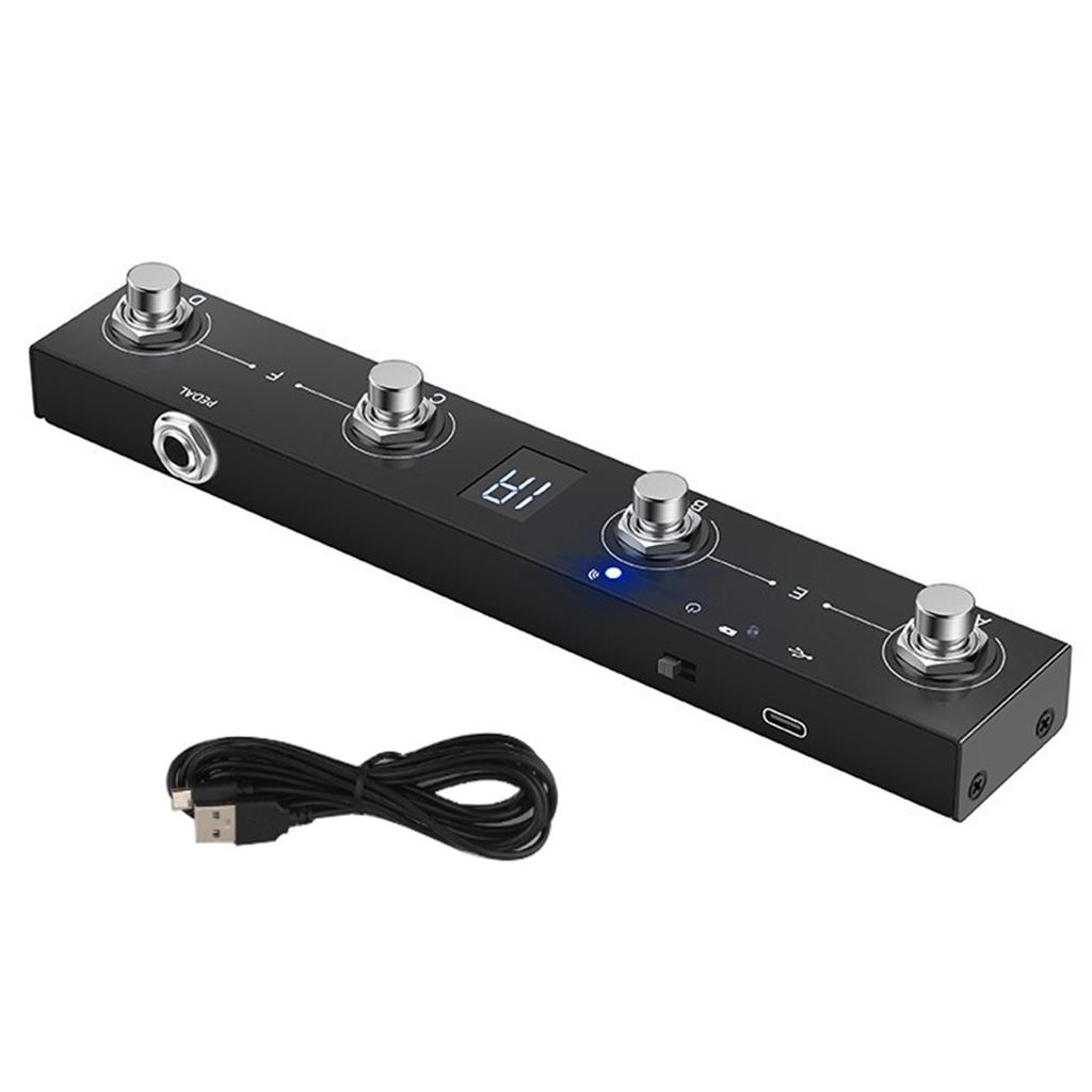 Funkční MIDI nožní ovladač Pedal Ovládání přes APP 4 Tlačítka Čokoládový Bezdrátový MIDI ovladač Dobíjecí