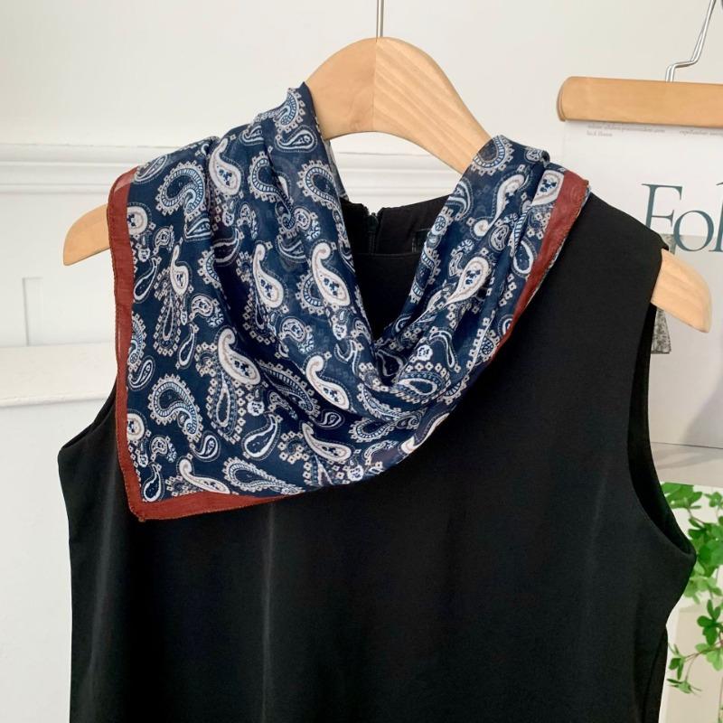 Cashew flower silk scarf new simple printing headscarf decorative scarf scarf small shawl triangular scarf tied waist