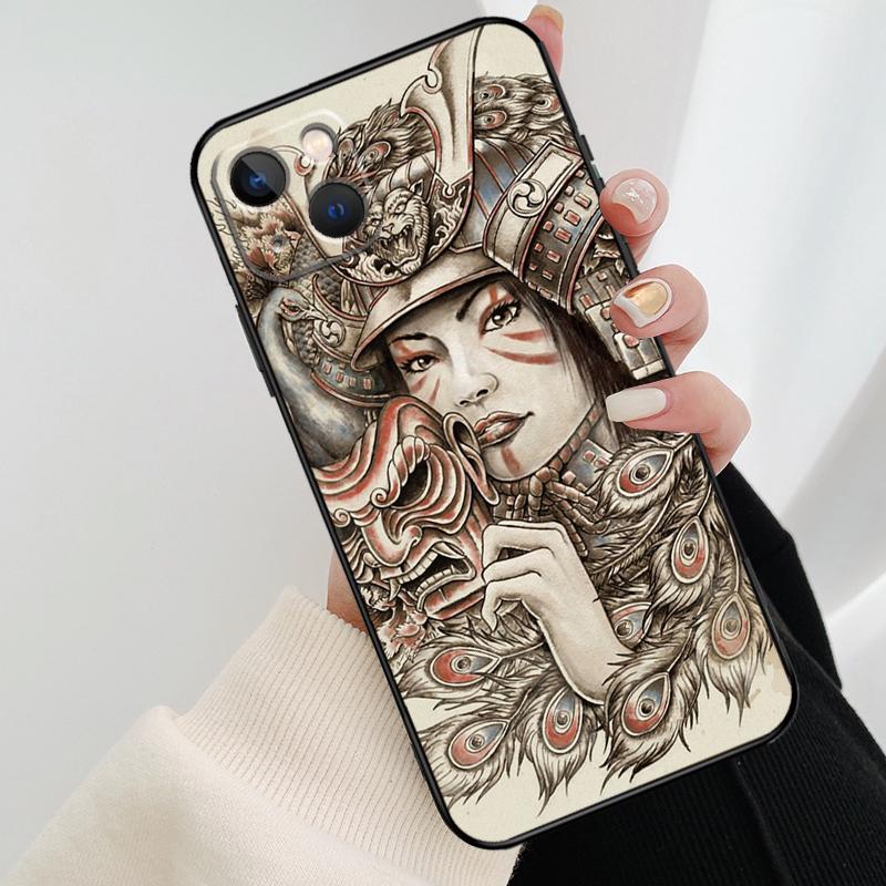 Japanese Samurai Warrior Phone Case For iPhone 17 Pro Max 16 15 14 11 12 13 Pro Max mini 15 16 Plus 16e 17 Air Cover