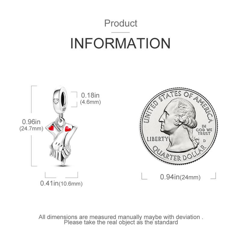 Charms Copper Hand In Hand For A Lifetime Pendants Fit Charms Plata Original Bracelet Beads Women Jewellery Making Diy