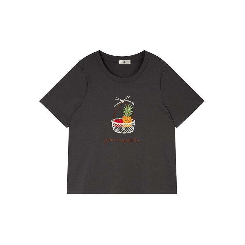 

Shuangtian 2026 Spring Plus Size Women s Cartoon Fruit Round Neck T-shirt (200 Jin, Short Sleeve) 4XL