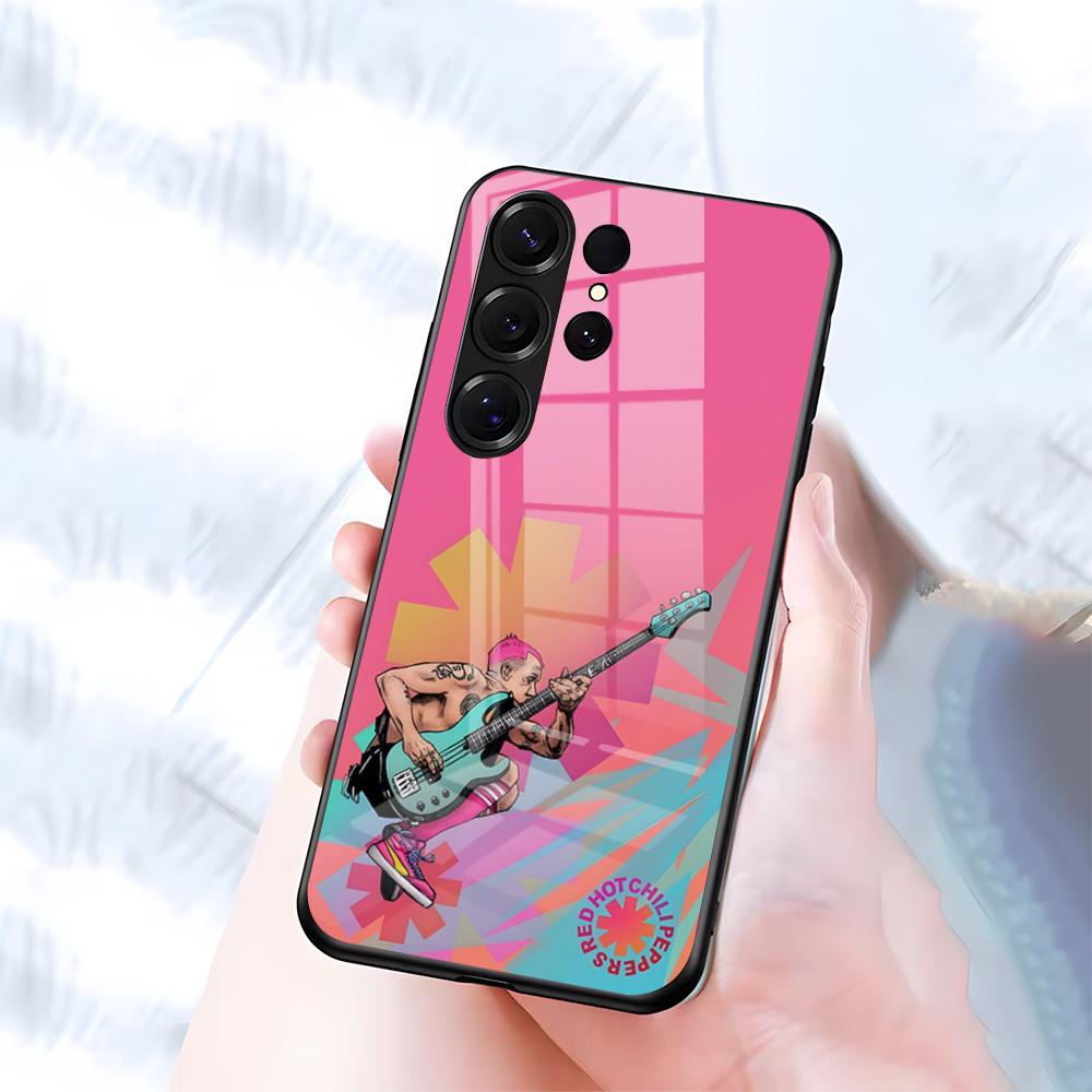 Heißer Chili P-Peppers Band Handyhülle Für Samsung S26 S25 S24 FE S23 S22 S21 Plus S20 Ultra Note20Ultra Schwarzes Glas Cover