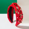 Trendy Fashion Christmas Headband Simple Cane Lollipop Rhinestone Christmas Element Wide Hair Accessory