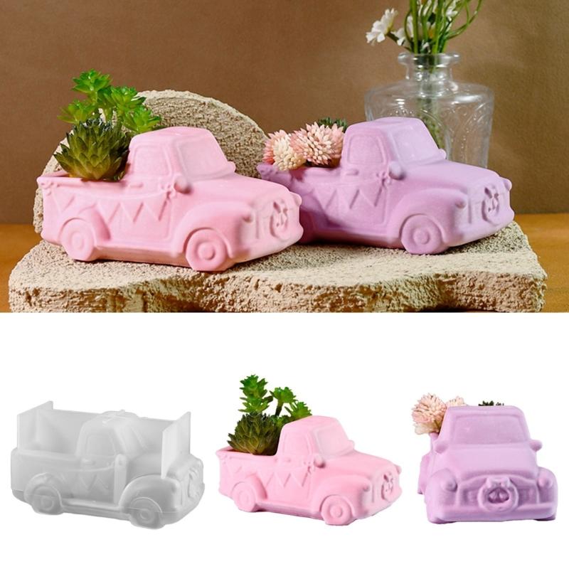 Unique Vehicle Shape Succulent Planter Retro Car Shape Silicone Mold For Succulent Planter And Candle Vessel DIY Crafts