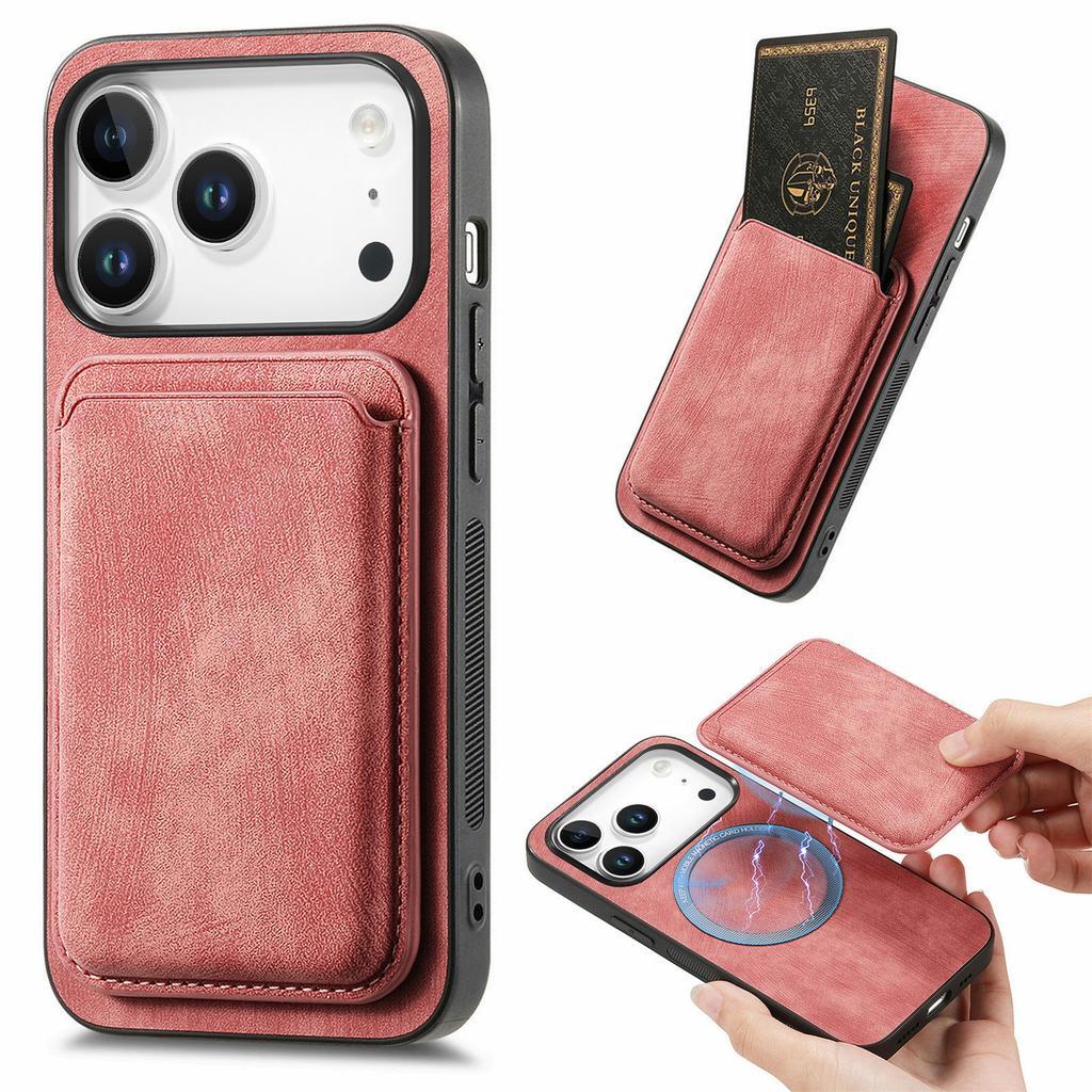 For iPhone 17 Pro Case Retro Leather + TPU Phone Cover with Detachable Card Slot
