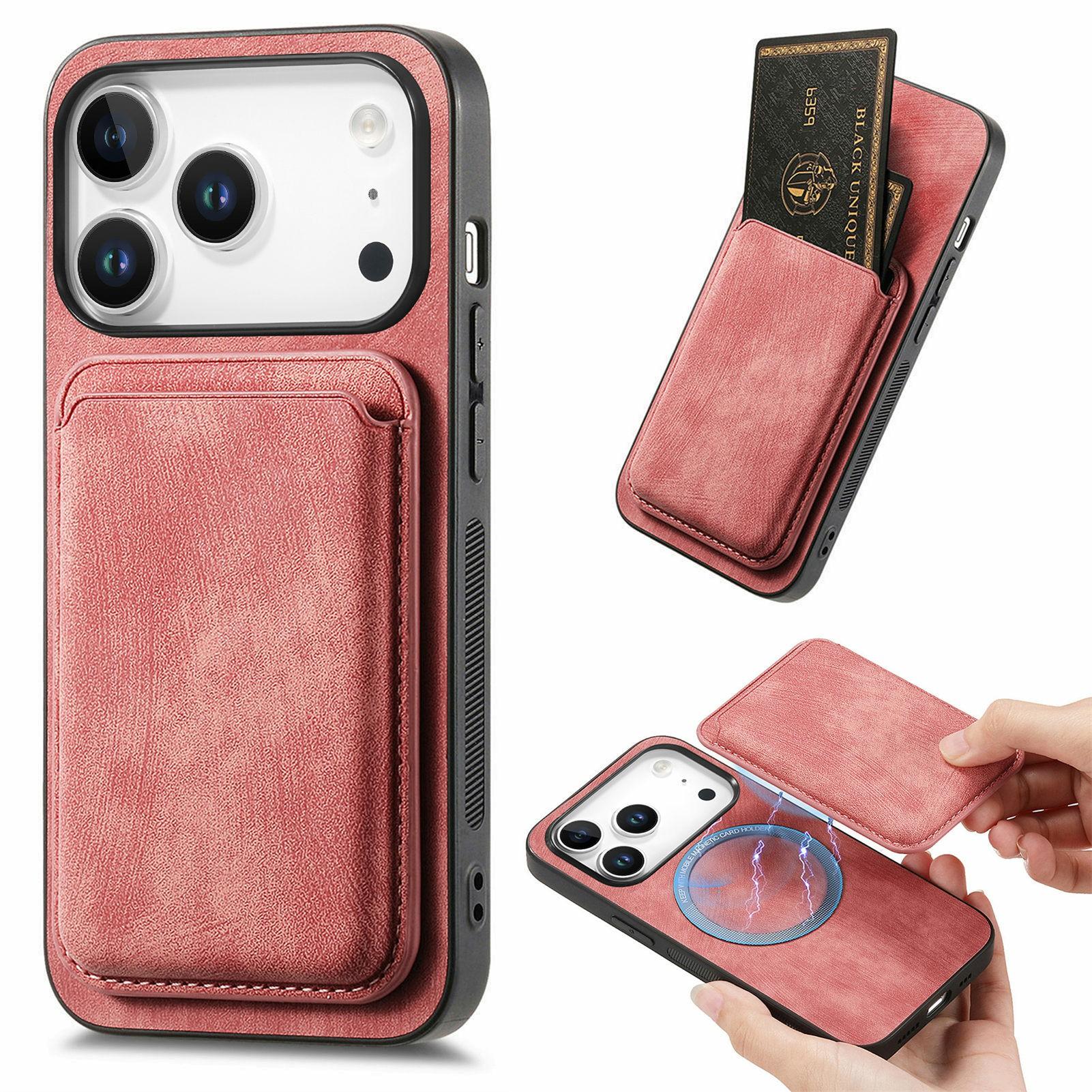 

For iPhone 17 Pro Max Case Retro Leather + TPU Phone Cover with Detachable Card Slot