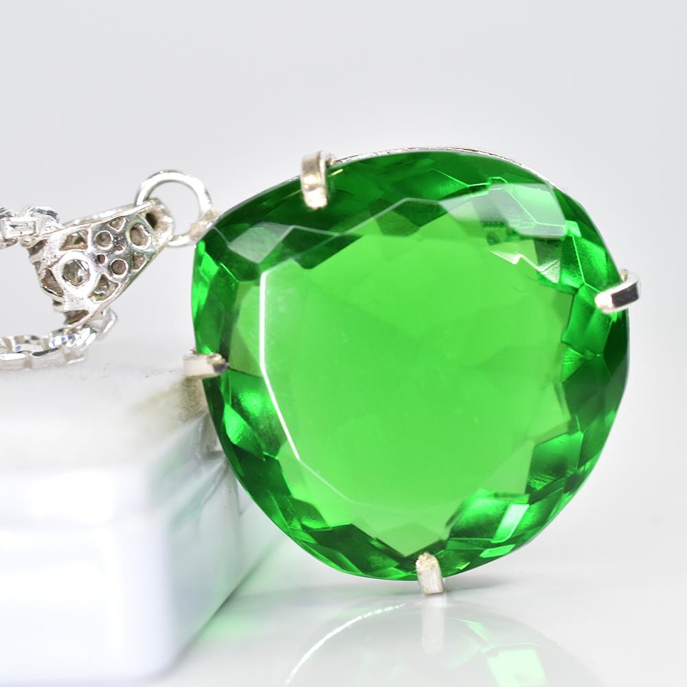 Natural Green Topaz 118 Ct Pendant Jewelry Certified Gemstone Gift For Her/ Him MY.PD-106-NS